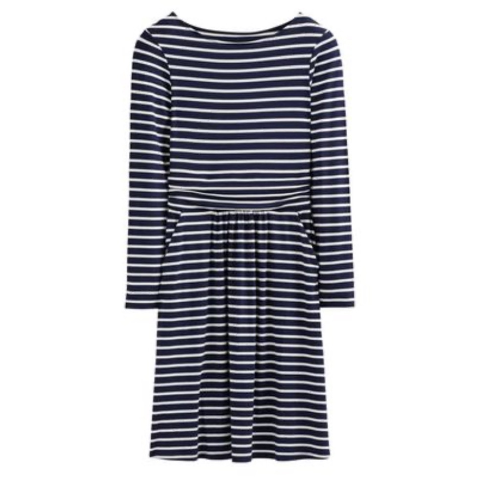 Boden Abigail Navy & Ivory Striped Long Sleeve Sift Viscose Jersey Dress NWT 8